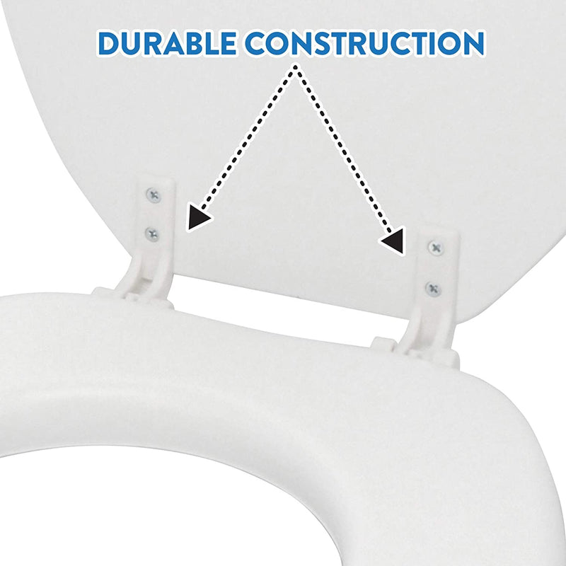 J&V Textiles Soft Round Toilet Seat With Easy Clean & Change Hinge, Padded (White)* White