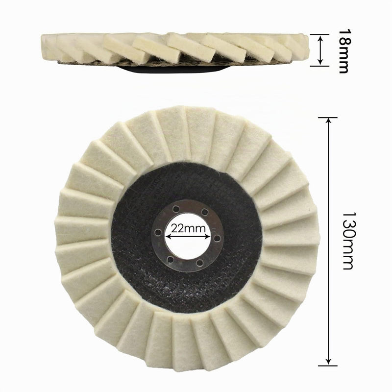 Pack of 6 Polishing Discs 125 mm x 22.2 mm, Polishing Disc, Buffing Disc, Polishing Disc Flex, Polishing Discs for Angle Grinders, for Sanding and Polishing Paint, Wood, Plastic