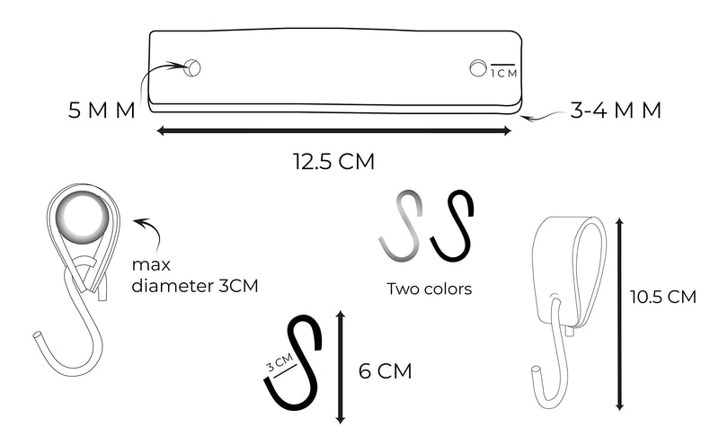 [Australia - AusPower] - Brute Strength - Multifunctional Leather S-Hooks - Black - 2 pieces - S Shaped Hooks - Coat Hook - Leather hooks - Leather s hooks - Black s hooks - kitchen hooks 