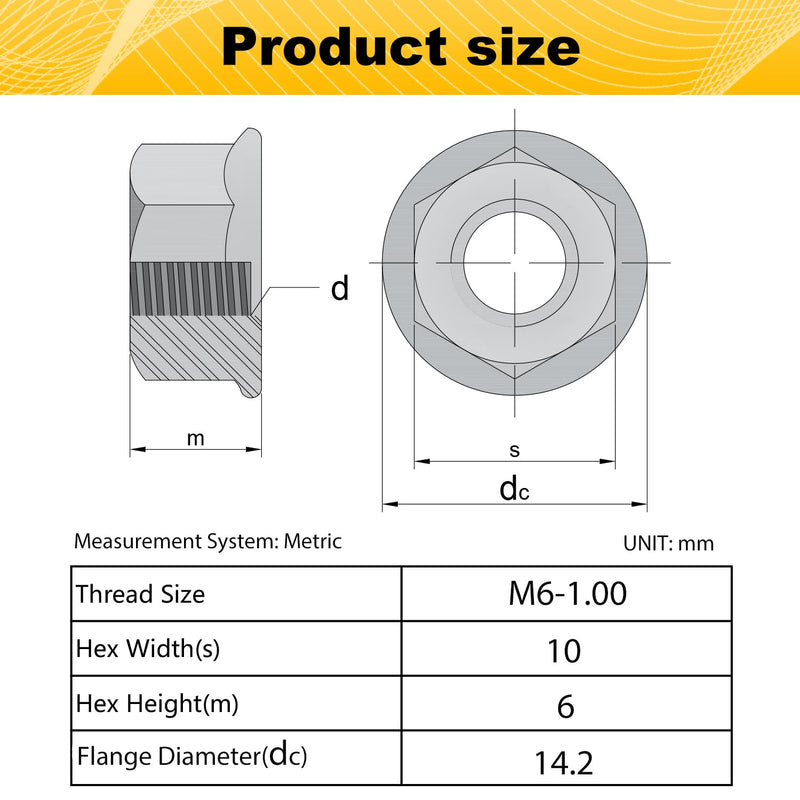 [Australia - AusPower] - 55 Pack M6 Serrated Flange Hex Nuts, M6-1mm Hexagon Flange Nuts, 304 Stainless Steel, Metric Nuts Fasteners, Locknuts Replacement Nut with Plastic Case for DIY Home Mechanism 