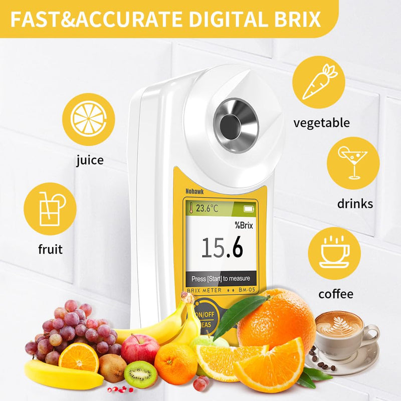 [Australia - AusPower] - Digital Brix Refractometer Flagfront brix Meter Refractometer USB C Charging Automatic Temperature Compensation Brix Refractometer Range 0-55%，±0.1% Precision(English Keyboard) 