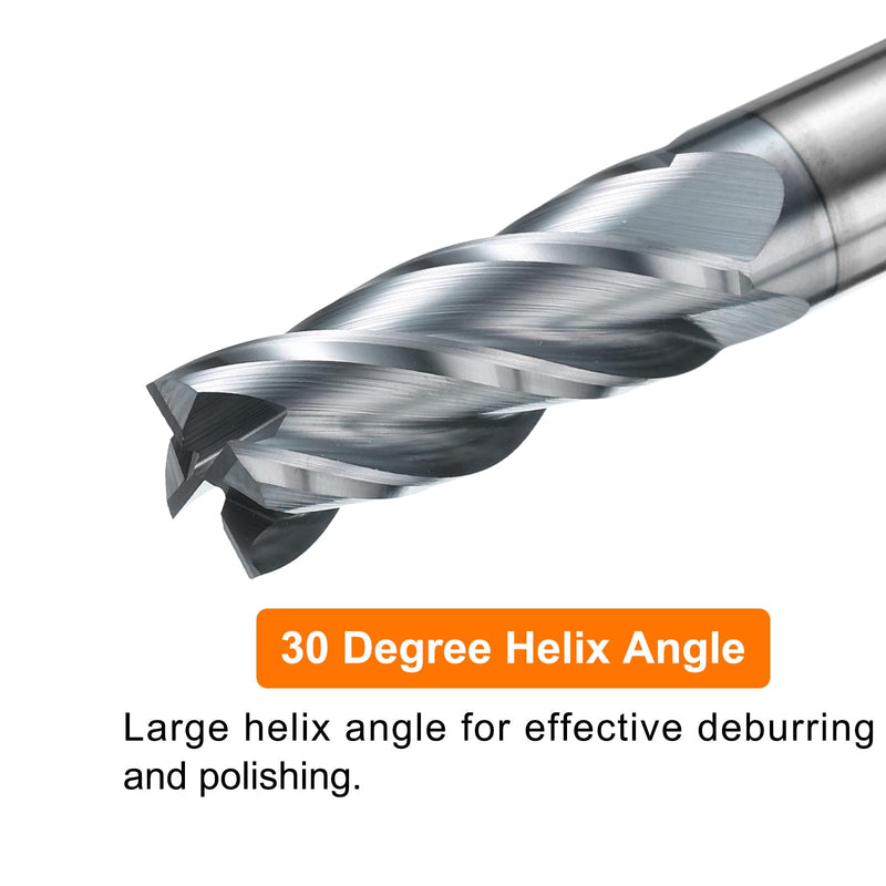HARFINGTON Carbide Square Nose End Mill Bit 25/64" Cut Dia 4 Flutes TiAlN Coated Milling Cutter for Hardened Steel Metal (25/64" Shank 1" Cut Length 2-3/4" Long 30 Degree Helix HRC53-55)
