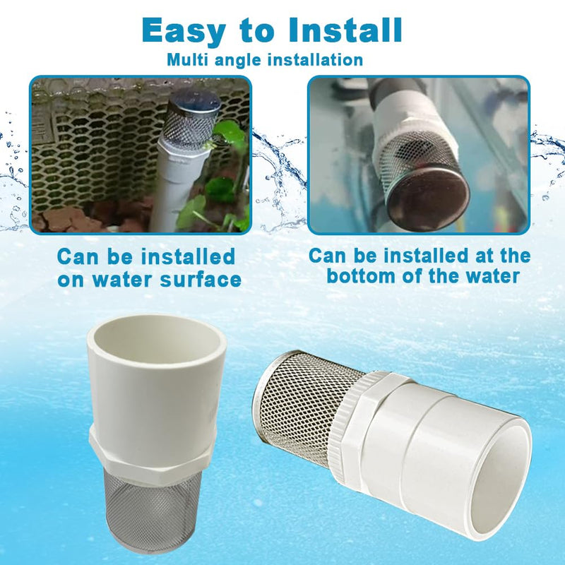 [Australia - AusPower] - 1 inch stainless steel filter cover connected to 1 inch/DN25 PVC water pipe, Suction Strainers used to remove debris and reduce solid entry 1"DN25 