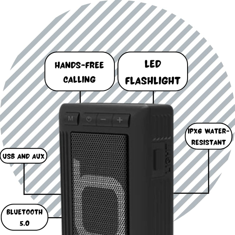 Bumpboxx Retro Pager Beeper Bluetooth Speaker | White | Portable Wireless Speaker with LED Flashlight | Waterproof | 7+ Hour Battery Life Original