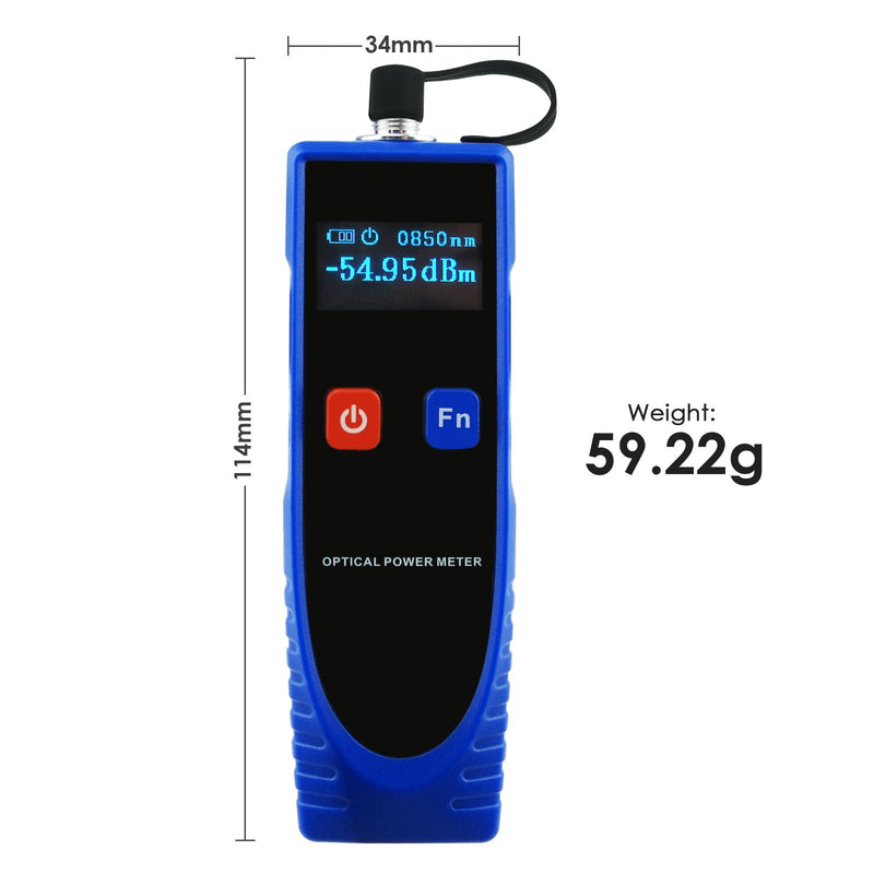 [Australia - AusPower] - OPM Optical Power Meter Digital Power Factor Meter, -70 ~ 6dBm with 6 Optic Wave Length, Portable Fiber Optic Cable Tester with FC converter for FC/SC/ST blue 
