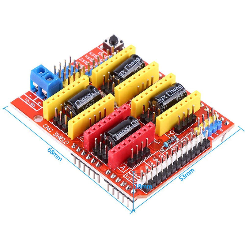 [Australia - AusPower] - V3.0 CNC Shield Extension Board, 4PCS A4988 Stepper Motor Driver with 4PCS Heat Sinks for Engraver 3D Printer (DC 12V to 36V) 