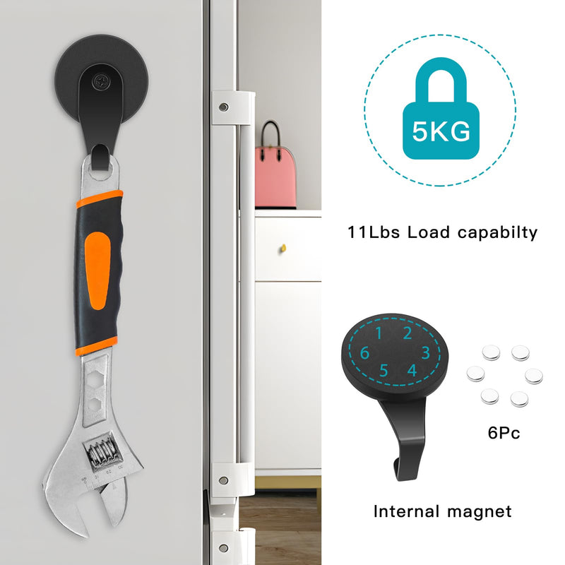[Australia - AusPower] - FYY Magnetic Wreath Hanger, 2 Pack Heavy Duty Magnets with Hook for Refrigerator, Christmas Decoration Magnetic Hooks for Metal Front Door, Cruise Hook Hanger for Hanging Cabins Grill Coat Pattern 1 B Pattern 1 Black - 2PCS 