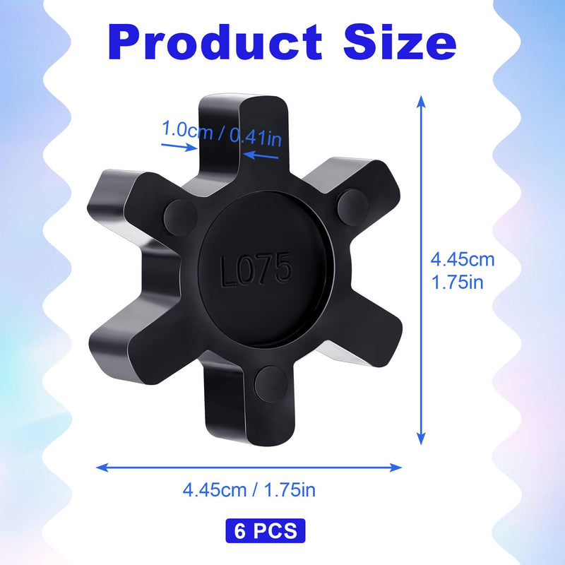 [Australia - AusPower] - L075 Flexible NBR Rubber Spider Insert, 6PCS Solid Spider Center Inserts Fits for L Jaw Coupling Set -Black 
