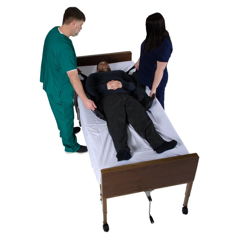 Patient Aid Positioning Sheet with Handles (PA45057) for Moving and Turning Patients in Bed, with 3-Layer Nylon Fabric for Comfort and Protection, 6 Ergonomic Straps for Fast and Safe Repositioning 57" x 40"