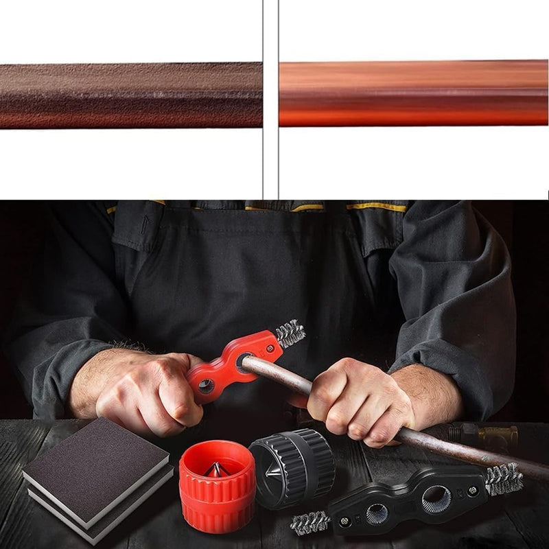 [Australia - AusPower] - Red Copper Pipe Cleaner 4 in 1 Pipe Deburring Brushes Copper Pipe Brushes Pipe Deburring for PVC PPR Brass Aluminum Hand Tools 2 Pack 