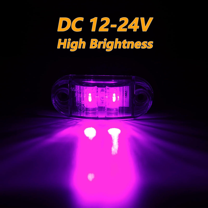 [Australia - AusPower] - 20pcs Purple DC12-24V IP68 Waterproof Trailer LED Lights Side Marker and Clearance Indicators Lights for RV, Camper, Truck, Van, Caravan and Boat, Front and Rear 20Pcs Purple 