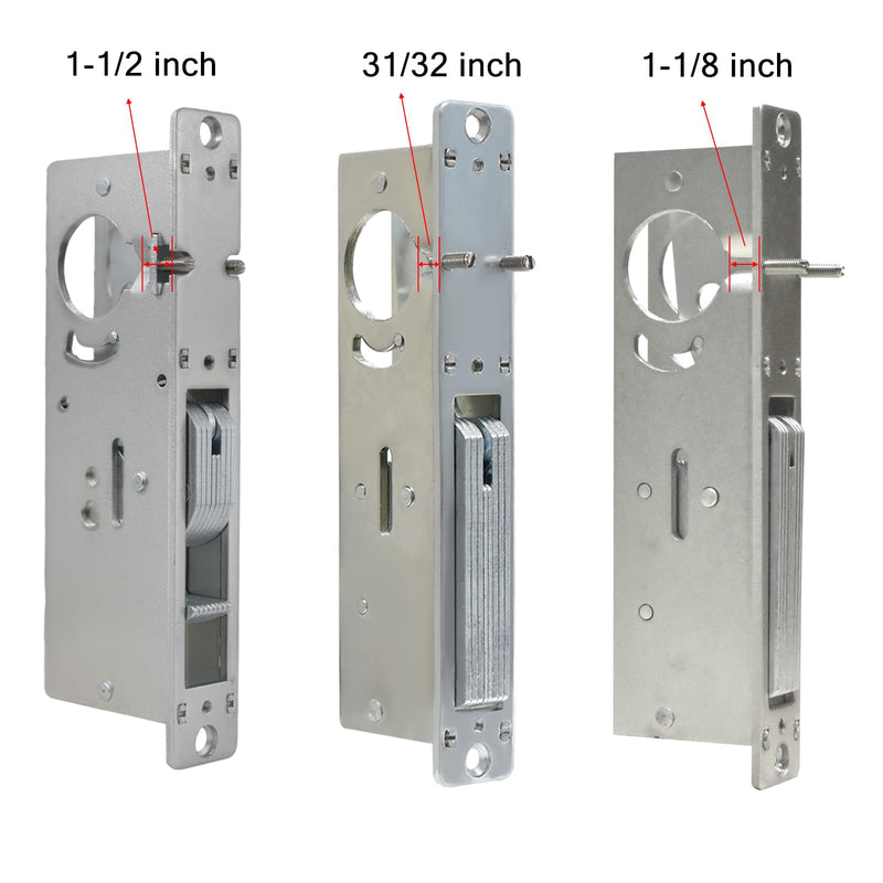 Commercial Mortise Door Lock with Double Cylinder, 1-1/8" Backset Storefront Door Hook Bolt Lock, Solid Brass Cylinder, Direct Replacement for Aluminum Narrow Stile Doors (Silver) Silver 1-1/8"Hook Deadbolt,Double Cylinder