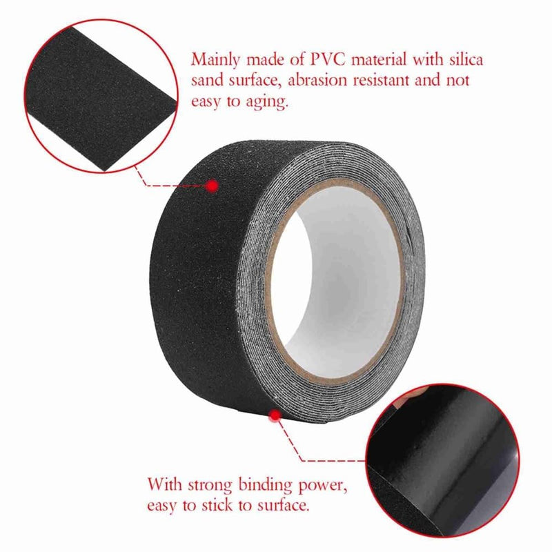 Anti Slip Tape2 Inch x 16 Ft – Adhesive Grip Traction Tape for Stairs, Floors, Scooter Decks, Waterproof Indoor & Outdoor Safety Application(Black) Black
