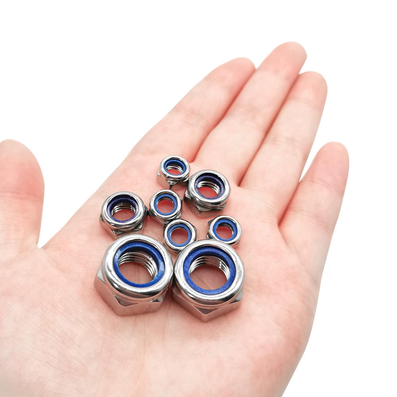 [Australia - AusPower] - 20pcs M8 Nyloc Steel Nuts, Nylon Locknuts for Fastener, Nylon Inserted Hex Lock Nuts, Silver 304 Stainless Steel Self Locking Nuts for Bolts 