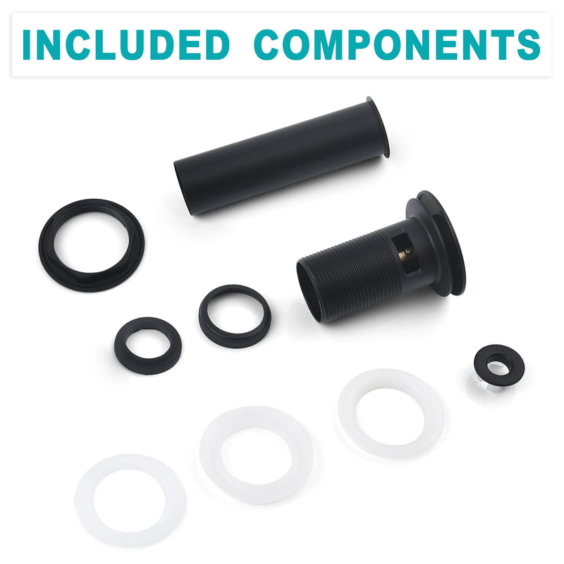 BESTILL Bathroom Sink Drain Stopper, Push Pop Up Drain with Overflow, Matte Black
