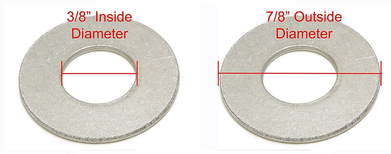 [Australia - AusPower] - Bolt Dropper 100 Pack Stainless Steel Flat Washers - 3/8" ID x 7/8" OD - Heavy-Duty 304 Stainless Washers for Bolts - Corrosion-Resistant for Construction, Repair, Kitchens, Outdoors 3/8" x 7/8" 