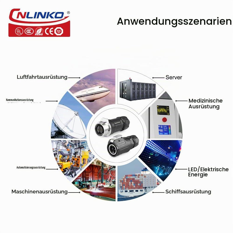 CNLINKO LP-16 2 Pin Industrial Waterproof Connector, IP68 Round Connector, PBT Plastic Housing Quick Plug Aviation Connector M16 Male and Female (2 Pin) 2 Pin