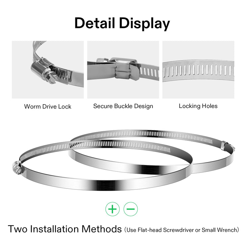 [Australia - AusPower] - VIVOSUN Stainless Steel Air Ducting Clamps, 4/6/8/12 Inch Adjustable Hose Clamps with Worm Drive for Ducting, Heating, Cooling, Exhaust, and Ventilation (Pack of 2) 2 Pack 4 Inch 