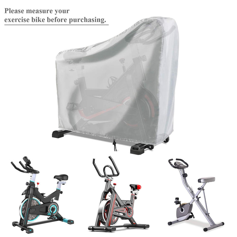 Exercise Bike Cover, Upright Cycling Protective Stationary Bike Covers Outdoor Storage Waterproof Dustproof Bicycle Cover Ideal for Indoor and Outdoor Fitness(Silver) Silver 48"L x 23"W x 56"H