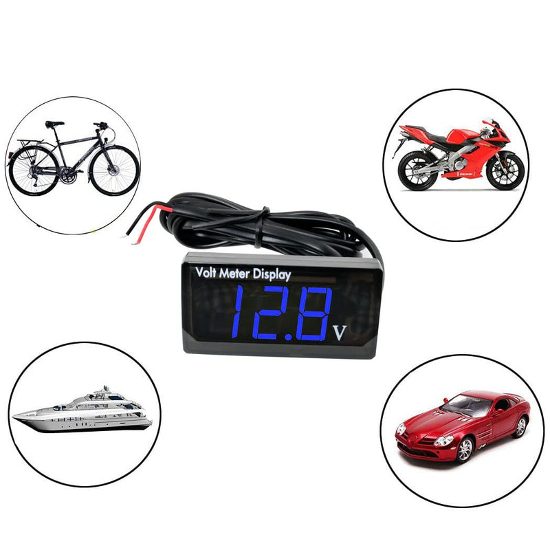 [Australia - AusPower] - MEETOOT LED Digital Display Voltmeter Blue DC 12V Waterproof LED Digital Display Voltmeter for Car Battery Voltage Monitor 