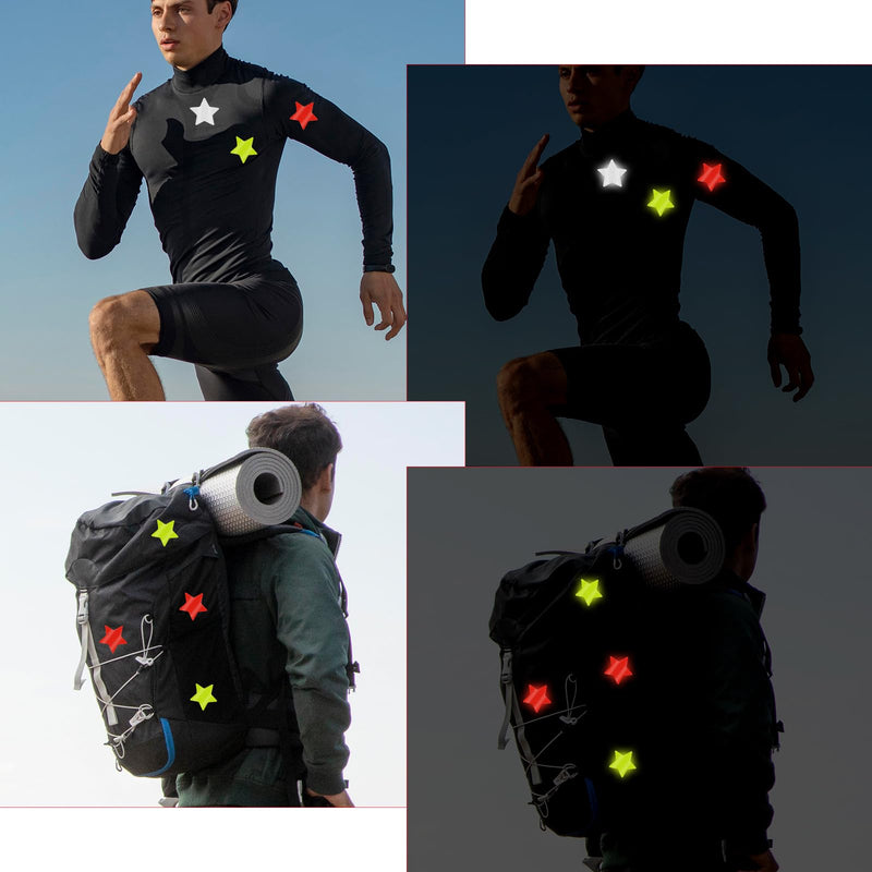 Abeillo 30Pcs Warning Reflective Stickers - 3 Colors Safety Reflective Sticker Waterproof Reflector Sticker Reflective Tape Sticker for Vehicle, Bicycles, Motorcycles, Clothing(Star) Star
