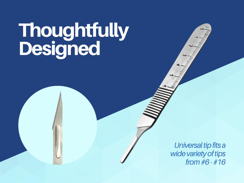 [Australia - AusPower] - 3 Pack Scalpel Handle B.P Handle #3 Stainless Steel with Inches Ruler for Precise Cutting - for Surgery, Art & Craft, Model Making, Biology, and Labs - Compatible with Blades #6 to #16 