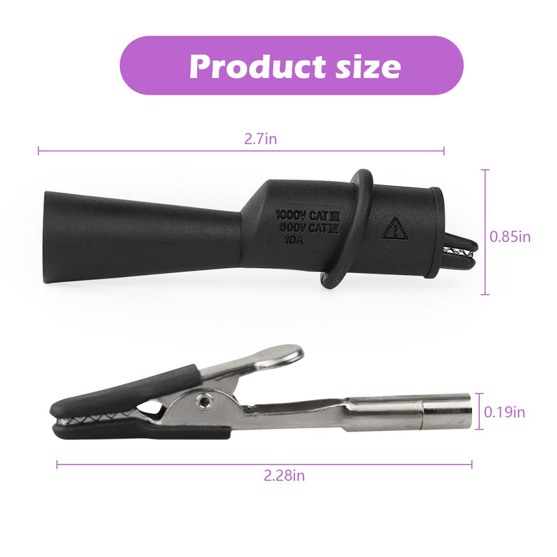 [Australia - AusPower] - AC175 Threaded Slide-On Alligator Clip Set with Flexible Boots Compatible with Fluke TL71, TL75, TL175 and TP175 Test Leads 
