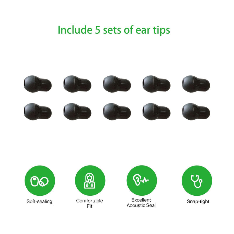 [Australia - AusPower] - 10PCS Stethoscope Ear Tips Replacement,Comfortable Fit Stethoscope Ear Pieces Replacement,Soft Premium Push-On Silicone Stethoscope Eartips Black 