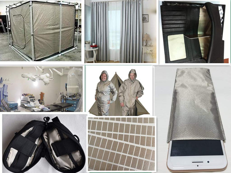Amradield Block EMF RFID EMI RF Shielding Conductive Copper Nickel Fabric for Smart Meter RF Blocking Plaid Ripstop Type 78"x43" inch with 2x20 inch Conductive Tape Width 43"inch / Length 78"inch 20"inch tape