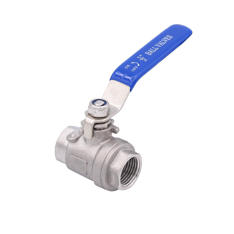 [Australia - AusPower] - DERNORD Ball Valve Stainless Steel 304 1/2" NPT Heavy Duty for Water, Oil, and Gas with Blue Locking Handles (Pack of 2) 1/2 Inch 