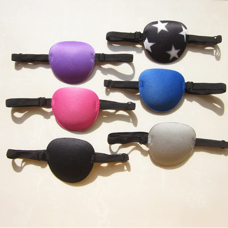 [Australia - AusPower] - 6PCS Eye Patch, Adjustable Soft Eye Patches for Adults and Kids,Medical Eyepatch,Amblyopia Lazy Eye Patches for Left or Right Eyes, 6 Colors 