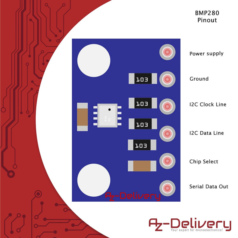 [Australia - AusPower] - AZDelivery 3 x GY-BMP280 Barometric Sensor for Barometric Pressure Measurement Compatible with Arduino and Raspberry Pi with E-Book! 