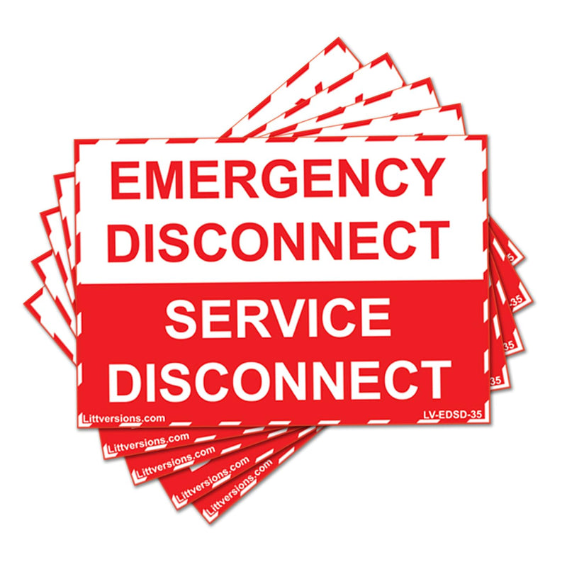 5"x 3.5" NEC Compliant Emergency Disconnect Service Labels Decal Sign Notice Sticker Elerctrical Panel Vinyl Waterproof (5 Pack)