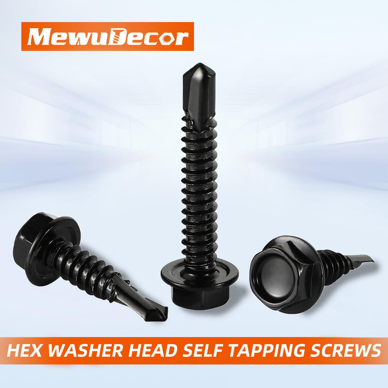 [Australia - AusPower] - #14 x 1" (3/4" to 4" Available) Hex Washer Head Self Drilling Sheet Metal Screws with Drill Point, Stainless Steel 410, Black Oxide, 50 PCS #14 x 1" 