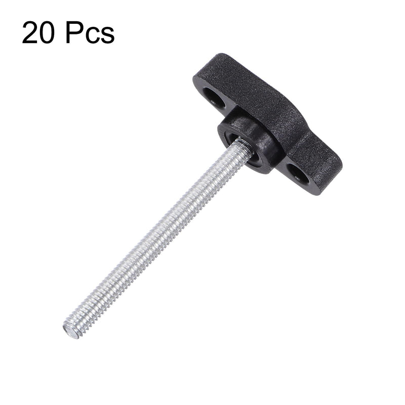 [Australia - AusPower] - 20pcs Tee Wing Knobs Thumb Screws M4 x 45mm Standard Male Thread Plastic T Knobs Handles Hand Clamping Knobs Grip Thumbscrew, Black 