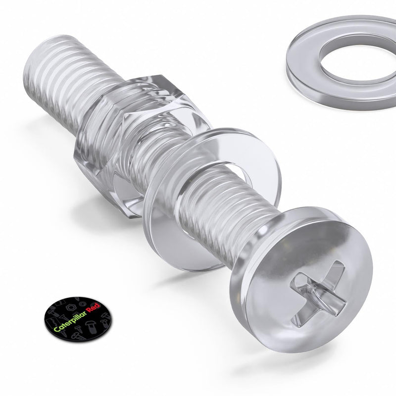 [Australia - AusPower] - Pack of 60 Transparent Clear Plastic Acrylic M5 x 30mm Nuts & Bolts, Washers - Acrylic Plastic Screws, 13/64 x 1 3/16 