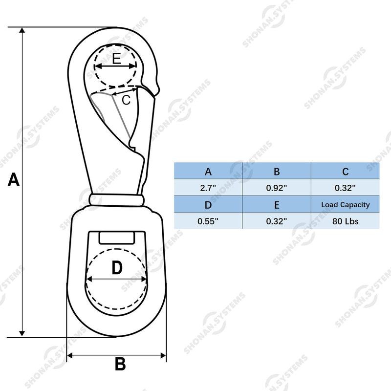 [Australia - AusPower] - SHONAN 2.7 Inch Swivel Snap Hooks, 5 Pack Stainless Steel 316 Swivel Spring Snaps, Flag Pole Swivel Snap Clips, Marine Grade Swivel Hook Clips for Scuba Diving, Dog leashes, Keychains, Bird Feeders 