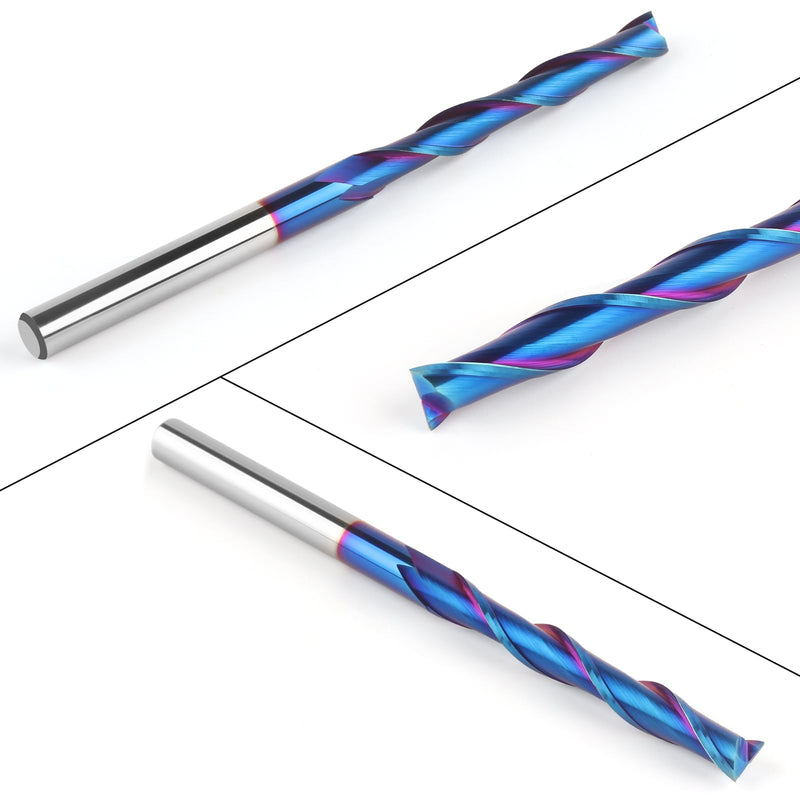 [Australia - AusPower] - Extra Long 4 Inch Upcut Spiral Router Bit 1/4 Inch Shank, 1/4 Inch Cutting Diameter, Solid Carbide with NACO Coating CNC Router Bits End Mill for Wood Cut, Trimming, Carving 4" OVL - Up Cut 
