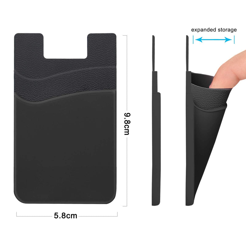 [Australia - AusPower] - SS Card Holder for Back of Phone, Phone Wallet Stick-on Credit Card Sleeve Pocket Silicone Cell Phone Pouch Compatible for iPhone,Samsung Galaxy and Most SamrtPhones 4 Pack Black+White+Gray+Pink 