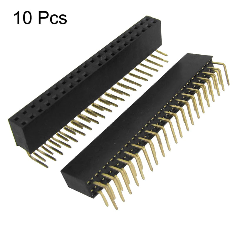 [Australia - AusPower] - uxcell 10 Pcs 2x20 Pin 2.54mm Pitch Dual Row Right Angle Female Headers 