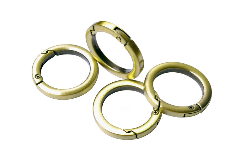 [Australia - AusPower] - 4pcs Round Carabiner Metal Spring Key Ring,Spring Snap Hooks Clip,Spring Keyring Buckle,Flat O ring for Purses BBC40 Burshed Brass 1 1/4 "(32mm) 4pcs 