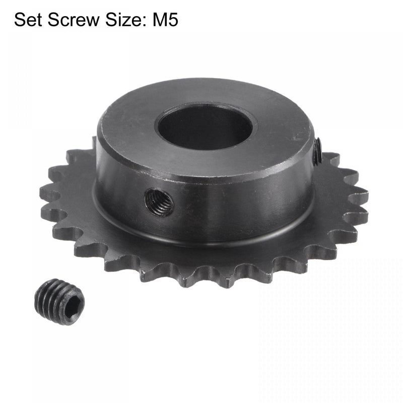 [Australia - AusPower] - uxcell 25 Tooth Roller Sprocket B Type, 25 Chain, Single Strand 1/4" Pitch, 15mm Bore Black Oxide C45 Carbon Steel with Set Screws for ISO 04C 