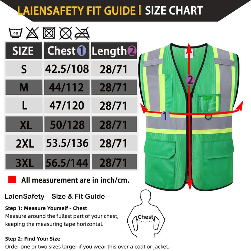 Hi Vis Reflective Safety Vest for Men Women with Multiple Pockets High Visibility Mesh Construction Work Vest,Meets ANSI/ISEA Standards(EK1-178-Green-3XL) Green 3X-Large 1