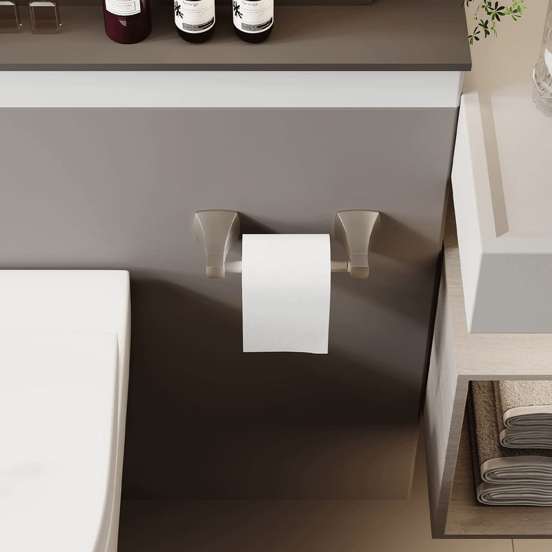 Brushed Nickel Toilet Paper Holder Bathroom Double Post Pivoting Tissue Roll Holder Stainless Steel and Zinc Alloy Wall Mount Brushed Nickel