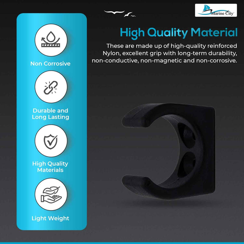 MARINE CITY Nylon Ladder Hooks Lightweight Spring Clamp for Easy Access Storage, Smooth Design, 1-1/4 Inches Diameter, Ideal for Boats, Marines, and Yachts (Pack of 2)