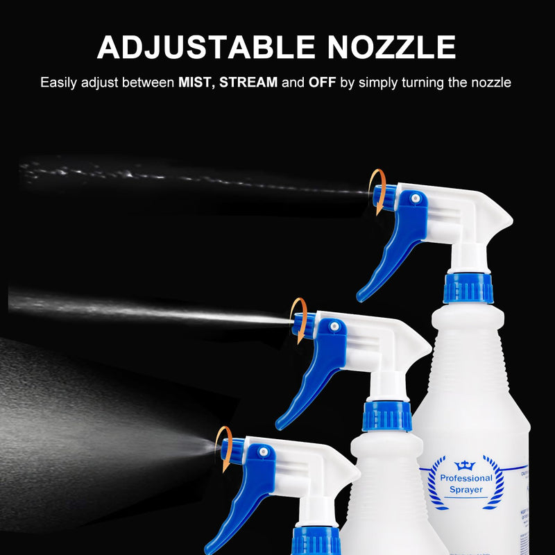 [Australia - AusPower] - Plastic Spray Bottle, Empty Spray Bottles (2 Pack 24 Oz), All-Purpose Sprayer for Cleaning Solutions, Bleach Spray, Planting, BBQ, Mist & Stream Water Spraying Bottle with Adjustable Nozzle 2-Pack 