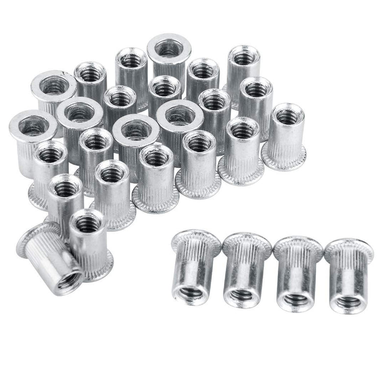 100 Pcs 1/4-20 Aluminum Flange Rivet Nuts, UNC Flat Head Threaded Insert Nut