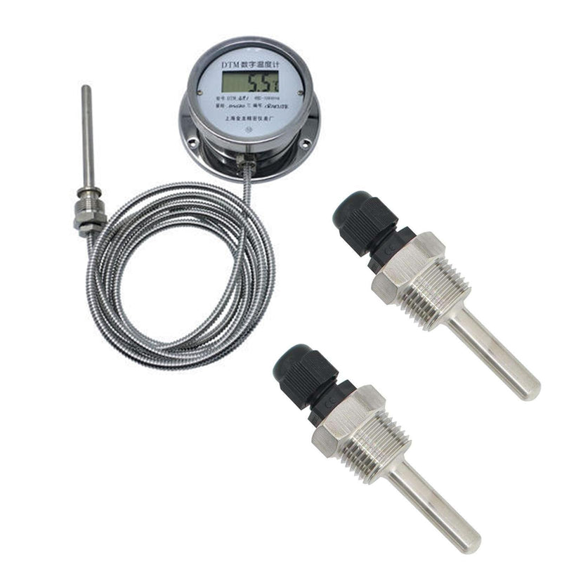 2 x 50 mm immersion sleeve G1/2 inch thread for temperature sensor, immersion sleeves temperature sensor, stainless steel immersion sleeves, immersion protection tubes for thermocouples, protective tube for temperature sensor