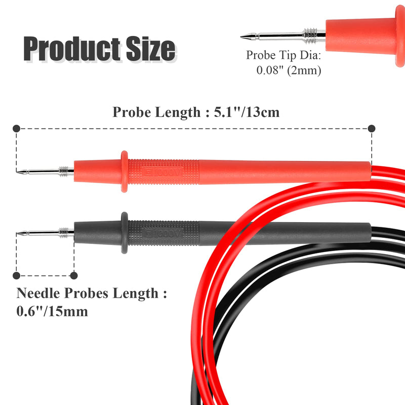 [Australia - AusPower] - 2pcs Multimeter Test Leads, Electrical Meter Test Leads Probe, Right Angle Banana Plug, CAT III 1000V 10A Digital Multimeters Cables (Black, Red) 