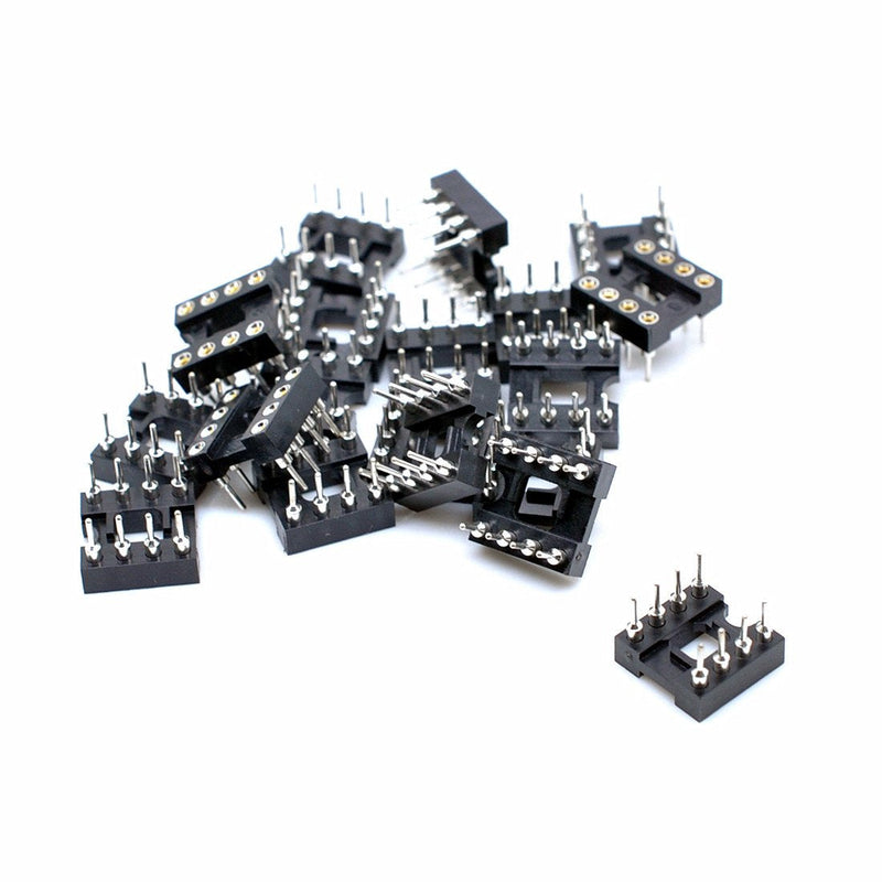 [Australia - AusPower] - Oiyagai Pack of 30 2.54 mm Pitch 8-Pin Round Hole Soldering DIP IC Socket Adapter 